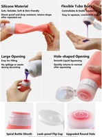 Flacon de voyage en silicone étanche réutilisable pour cosmétiques, utilisation domestique, compressible, rechargeable pour shampoing, après-shampoing, lotion de douche