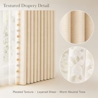 Rideaux en voile à commande manuelle, 2 panneaux, avec passe-tringle, filtrant la lumière, pour chambre à coucher, blanc