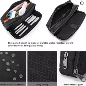 Étui à crayons et stylos grande capacité en nylon, échantillon gratuit, trousse à crayons simple, organiseur de bureau, sac à stylos - Product Image 2