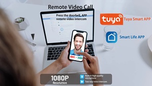 2024 Golden Security Tuya APP WiFi 3D Reconocimiento facial Cerradura de puerta inteligente con cámara Huella digital Timbre de puerta videoportero - Product Image 4