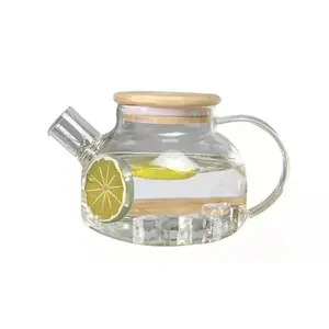 Rõ ràng uống handmade Glass Bloom ấm trà với Glass Infuser Tea Kettle với bộ lọc không gỉ thực phẩm an toàn gardenbamboo Nắp