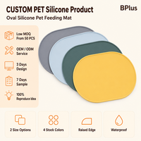 Tapis d'alimentation ovale en silicone BPlus pour animaux de compagnie, approuvé par la FDA, imperméable, avec rebord surélevé, pour gamelles de petits chiens et chats, vente en gros directe usine OEM