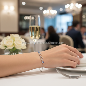 White Gold P. 925K <b>Infinity</b> Dear Evil Eye <b>Bracelet</b> BSBL097 Zircon Tennis <b>Bracelet</b> for Party Wedding Gift Sterling Silver Bangles - Product Image 3