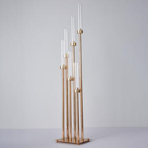 IFG Penjualan Laris 6 Kepala Besi Tempa Dilapis Emas Kaca Tempat Lilin Lilin untuk Pengaturan Natal Pernikahan - Product Image 2