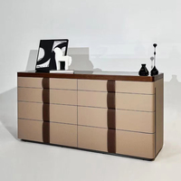 Armoire console italienne haut de gamme Table à bijoux à huit seaux pour chambre à coucher moderne de luxe en acier inoxydable et meubles de maison en bois
