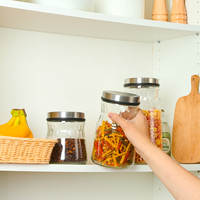 Ensemble de bocaux de conservation en verre avec couvercle en acier inoxydable, hermétiques et à large ouverture, pour le rangement de farine, riz, noix, céréales et pâtes dans la cuisine et le garde-manger