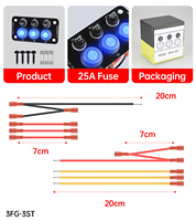 Panneau de commande à 3 interrupteurs à bascule étanches DC 12V 24V pour voiture, bateau, camping-car avec fusible 10A et indicateur LED bleu