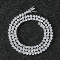 Collar de circonita cúbica 5A de 4 mm con engaste de 3 garras, cadena de tenis de una sola fila, estilo Iced Out, joyería Hip Hop Bling para mujer y hombre