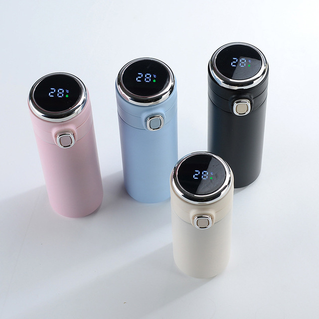 Custom Logo Vacuum Smart Thermos Flask 304 Stainless Steel Led Temperature Water Bottle With Temperature Sensor Display