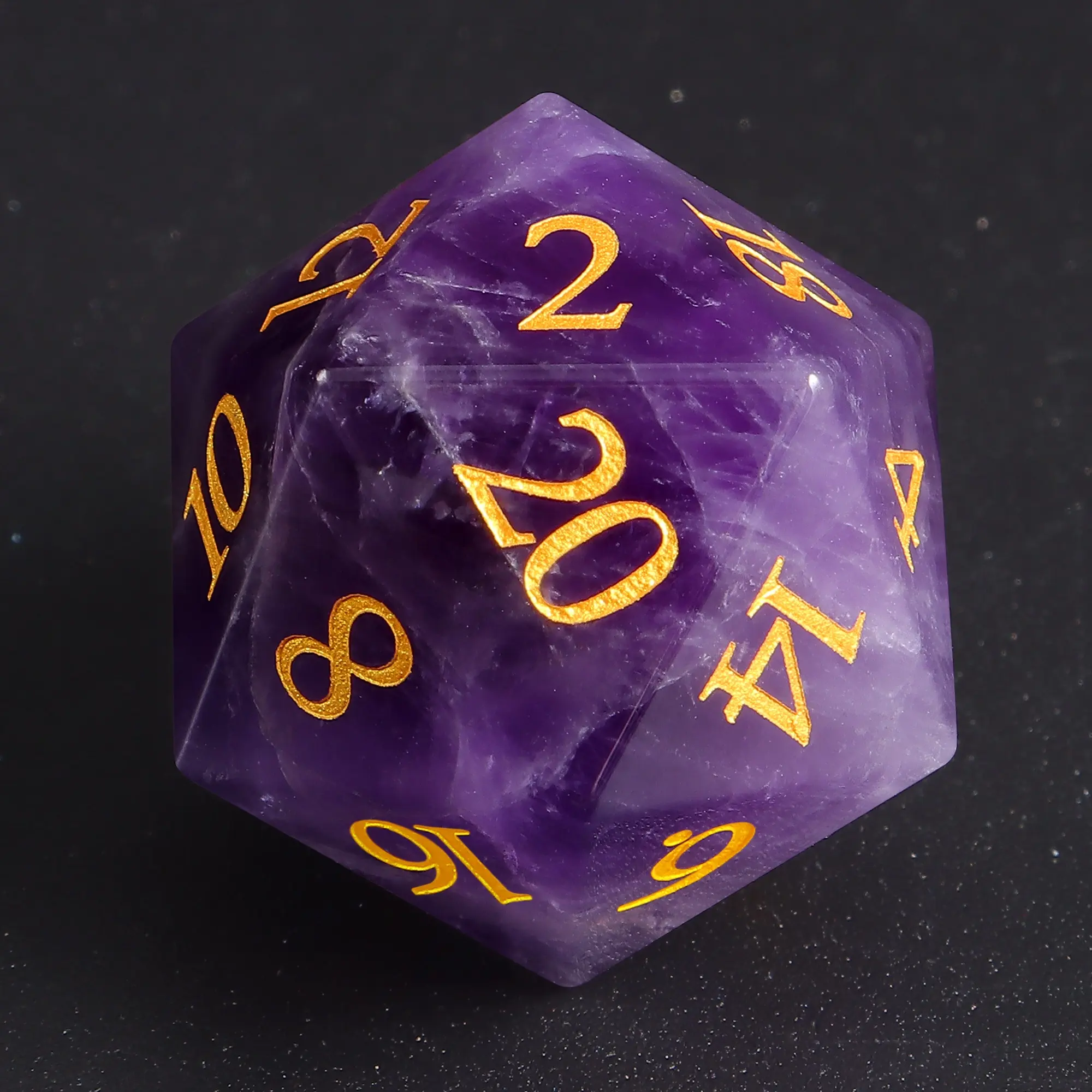 Dices Bán Buôn Bluk Thạch Anh Tím 16Mm D6 20Mm D20 Con Rồng Và Dungeons Đá Quý Xúc Xắc