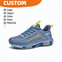 Chaussures de sport à empeigne en maille jacquard ondulée, double couche, semelle intermédiaire transparente à coussin d'air visible sur toute la paume, semelle extérieure en caoutchouc