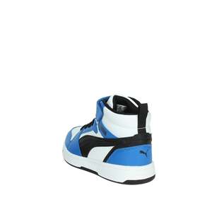 Sneakers stringate per bambini bianche e blu, alte, con suola spessa e ammortizzata - Product Image 2