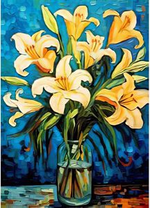 Pintura Artística al Óleo de Lirio Amarillo, Kit de Pintura de Diamantes 5D con Cristales para Decoración de Pared de Sala de Estar, Diseño Floral - Product Image 2