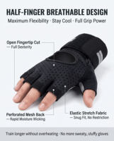 Gants de sport demi-doigts respirants avec coussinets pour l'entraînement, la musculation, le fitness, le cyclisme et le soutien du poignet