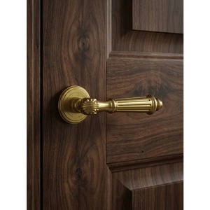 Manija de Puerta en Oro Cepillado con Diseño Simétrico para Entrada de Apartamentos y Hoteles, Mecanismos de Cerradura y Herrajes - Product Image 4