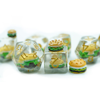 D dan D Set dadu Resin Hamburger inti cair Dnd Dungeon dan Dragon Game bermain peran D20 D & D dadu bening