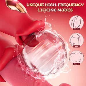 Vibromasseur sex-toys, jouets pour adultes pour femmes Vibromasseurs de poussée <span class=keywords><strong>Gode</strong></span> Rose Sex-toy avec 10 modes de léchage et de vibration, clitoris point G - Product Image 4