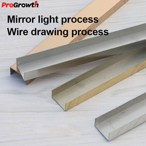 Foshan Materiales de construcción Perfiles de metal Esquinas Tira <span class=keywords><strong>Espejo</strong></span> Cara Zócalo y Techo Ranura en U Ribete Tira Herrajes para muebles - Product Image 3