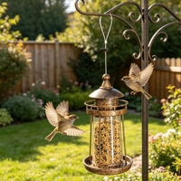 Comedero para Pájaros Colgante para Exteriores, Automático, Impermeable, de Plástico, para Balcones y Patios