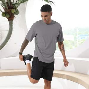 T-shirt surdimensionné à la mode pour hommes T-shirts en coton de qualité supérieure T-shirt basique d'entraînement athlétique à manches courtes et lourdes - Product Image 4