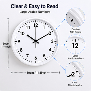 Orologio <span class=keywords><strong>da</strong></span> <span class=keywords><strong>Parete</strong></span> 12 Pollici con Display Digitale per Mese, Data, Giorno e Temperatura Ambiente, Orologio Analogico Personalizzato 12 Pollici, Arredamento Moderno per Hotel - Product Image 5