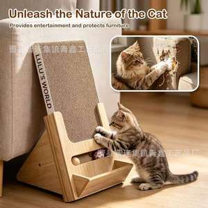Wooden Upright Triangular Cat <b>Scratching</b> <b>Post</b> 10.62x15.47x21.7 Inches Durable Indoor Cat Tree For Home Use - Product Image 3