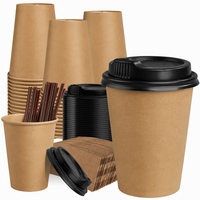 Gobelets à café en papier kraft à double paroi personnalisés avec couvercles, emballages en papier APP, gobelets jetables pour boissons à emporter pour les cafés