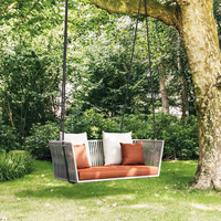 Meubles de jardin extérieurs modernes imperméables piscine Patio salon lit de soleil Villa hôtel corde en aluminium tissé balançoires lit de repos