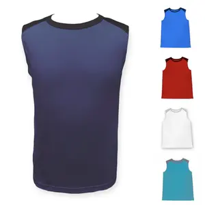 Great Quality Quick Dry Wicking Sporty Active 155Gsm Interlock Chest Block Tank Top For Boys