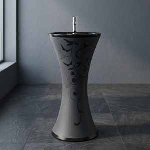 Lavabo de cerámica con diseño de granito estampado de mármol negro, Lavabo de Pedestal, soporte para fregadero de la mejor calidad, marca India Vistaar - Product Image 1