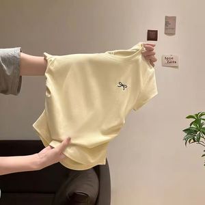 Camisetas Cortas Personalizadas Bordadas de Algodón Grueso de 240 GSM para Mujer, Estilo Casual, Lavado Ácido, para Verano, Entrenamiento, Suaves y Holgadas - Product Image 1
