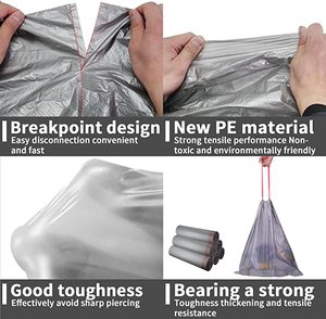 Bolsa de basura con cordón fuerte y cordón de plástico resistente, bolsas de basura con cordón biodegradable y compostable - Product Image 3