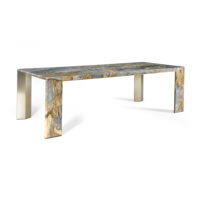 Table à manger moderne en marbre et acier inoxydable, 6 places, 8 chaises, pliable, extensible, pour hôtel, mobilier de salle à manger