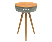 Table basse en bois 2-en-1 avec enceinte Bluetooth, charge sans fil et système audio stéréo pour la maison