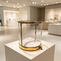 Vitrine de comptoir moderne pour bijoux, boîte de présentation cylindrique ronde en verre, présentoir de comptoir verrouillable pour musée, dôme de présentation de bagues