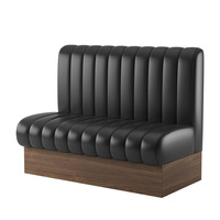 Canapé personnalisé en cuir noir pour restaurant, fast-food, café, boîte de nuit, club, mobilier de bar, banquette en cuir noir pour restaurant, club