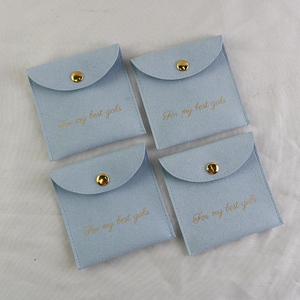 Luxury Custom Logo Printed Jewelry Bags Velvet <b>Gift</b> Jewelry Packaging Bags Microfiber Suede <b>Envelope</b> Pouch with Snaps - Product Image 1