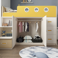 Combinaison multifonctionnelle de Grain de bois avec armoire et bureau lit d'enfant
