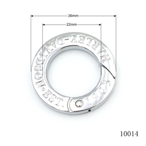Anneau à ressort en alliage de zinc argenté poli avec logo personnalisé, fermoir rond gravé sur mesure pour sac en cuir et artisanat - Product Image 3