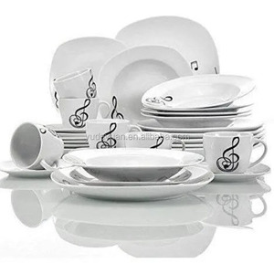 Thiết Kế Mới Trắng Đen Musical Note 30 Cái Bộ Đồ Ăn Tấm Vuông Dinner <span class=keywords><strong>Set</strong></span> Cho 6 Người - Product Image 6