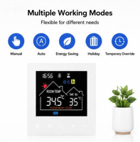 Termostato de Pared Moderno con Pantalla Táctil, Ahorro de Energía, Programable, Control por WiFi con App Tuya para Calefacción Eléctrica/de Piso/Caldera