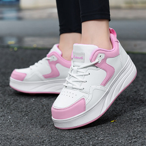 Chaussures à roulettes à quatre roues pour enfants, plateforme blanche et violette, décontractées, antidérapantes, pour garçons de 7 à 12 ans - Product Image 2