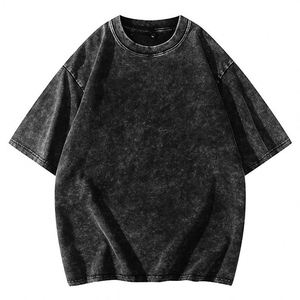 夏季男式美式复古水洗和仿旧短袖t恤五英寸袖上衣 - Product Image 4