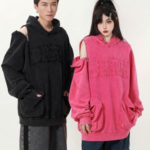 Sweat à capuche surdimensionné brodé personnalisé, poids lourd, délavé à l'acide 100% coton, teint uni, saison d'hiver pour hommes et femmes - Product Image 1