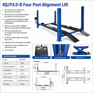 Pont élévateur quatre colonnes 4000 kg, poids net 1298 kg, 2,2 kW, direct usine, pour garage commercial - Product Image 2