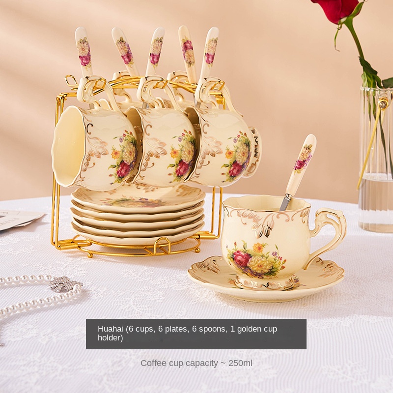 Huahai (6 cups, 6 plates, 6 spoons) rack