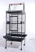Vente en gros Grande cage à oiseaux en métal Cage à oiseaux mobile avec roues Cage à perroquet spacieuse en fil de fer avec plateau amovible Mangeoire