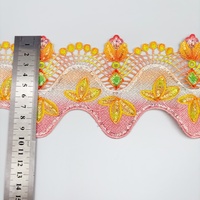 Vêtements pour enfants avec bordure en dentelle brodée multicolore, décoration en dentelle de polyester, dentelle à paillettes en gros