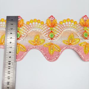 Encaje Bordado Multicolor para <span class=keywords><strong>Ropa</strong></span> <span class=keywords><strong>Infantil</strong></span>, Decoración de Encaje de Poliéster, Encaje de Lentejuelas al por Mayor - Product Image 2