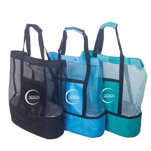 Bolsa de Playa de Malla 2 en 1 con Logotipo Personalizado, Bolsa de Almacenamiento Aislada en la Parte Inferior, Bolsa Impermeable de Gran Capacidad para Picnic, Camping y Viajes - Product Image 1